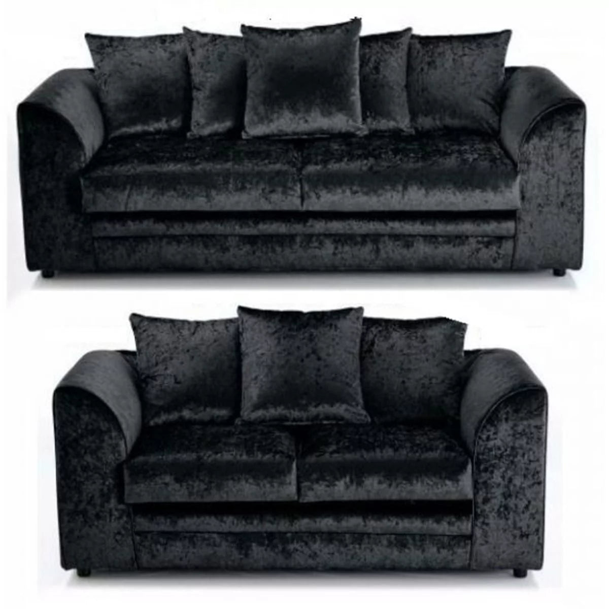 Arabia Crushed Velvet 3 Seater Sofa - Black