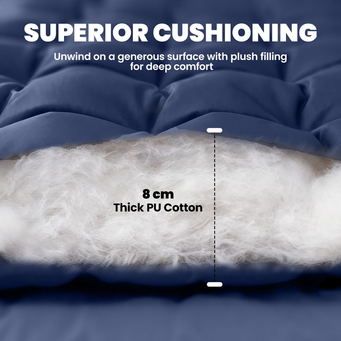 Outsunny Sleeping Mat, Foldable Camping Mattress Pad with Four Corner Elastic Straps, Dark Blue