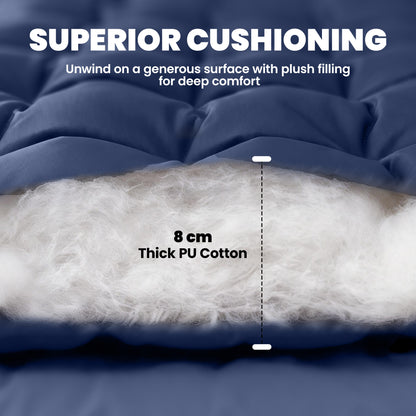 Outsunny Sleeping Mat, Foldable Camping Mattress Pad with Four Corner Elastic Straps, Dark Blue