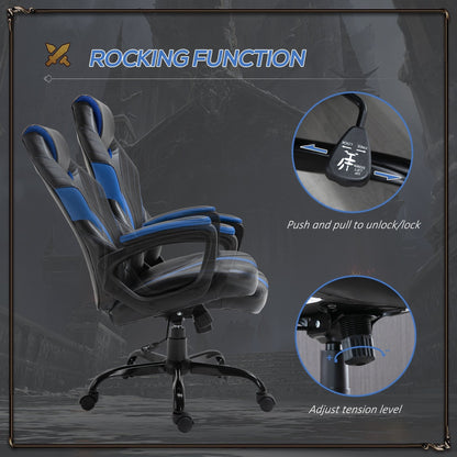 Vinsetto Computer Gaming Chair Swivel Home Office Computer Racing Gamer Chair w/ Wheels, Black Blue