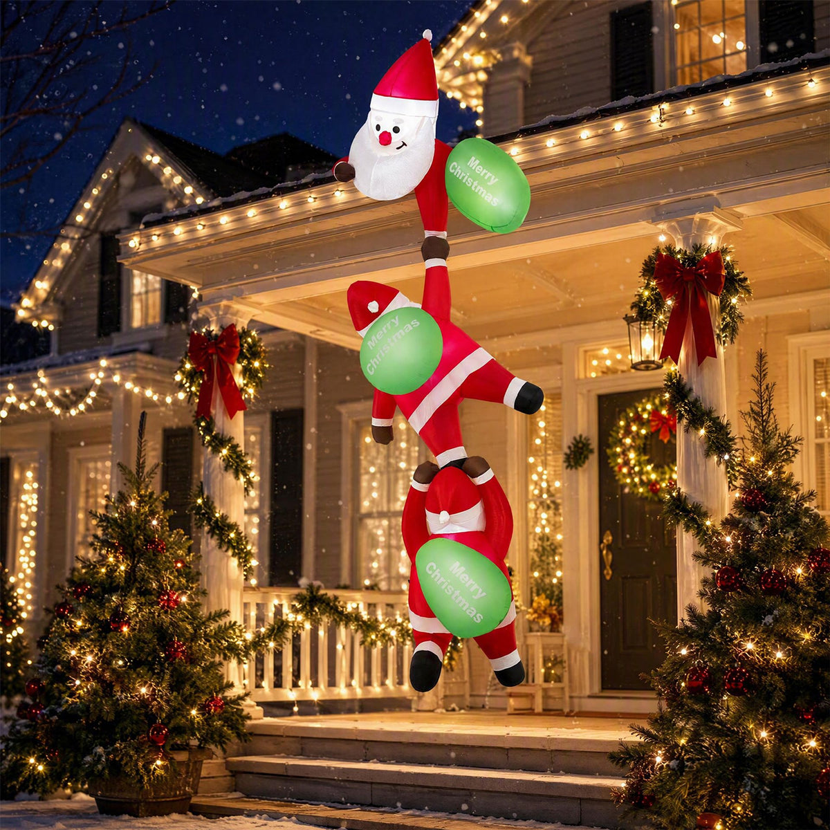 280 cm Hanging Christmas Inflatable Indoor Outdoor Decoration with Gift Bags and Built-in LED Lights