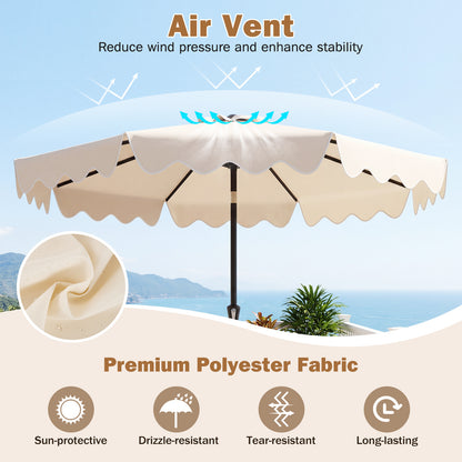 280 cm Patio Umbrella with Weighted Base for Garden Deck Backyard-Beige