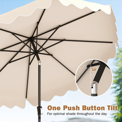 280 cm Patio Umbrella with Weighted Base for Garden Deck Backyard-Beige