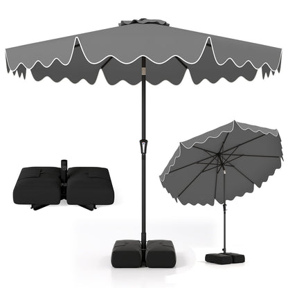 280 cm Patio Umbrella with Weighted Base for Garden Deck Backyard-Grey