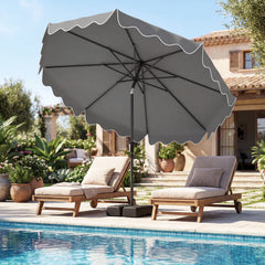 280 cm Patio Umbrella with Weighted Base for Garden Deck Backyard-Grey