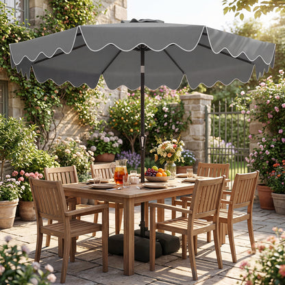 280 cm Patio Umbrella with Weighted Base for Garden Deck Backyard-Grey