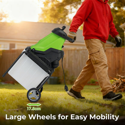 2800 W Electric Wood Chipper with 50 L Collection Bin and Wheels-Green