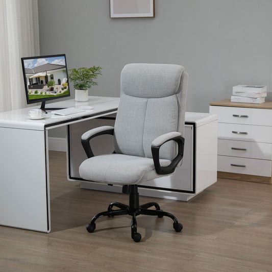 Vinsetto High Back Home Office Chair Swivel Computer Chair Adjustable Height, Light Grey