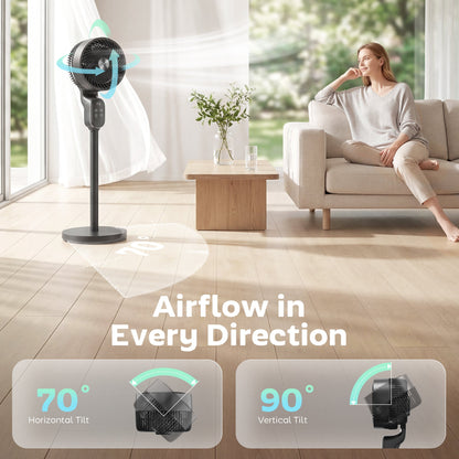 HOMCOM 20 dB Silent Standing Fan for Bedroom, 39" Pedestal Fan with Remote, 90Â° Oscillating, 8 Speeds, Adjustable Height, Black