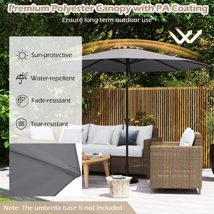 290 CM Patio Umbrella with Crank and 8 Sturdy Ribs for Garden Yard-Grey