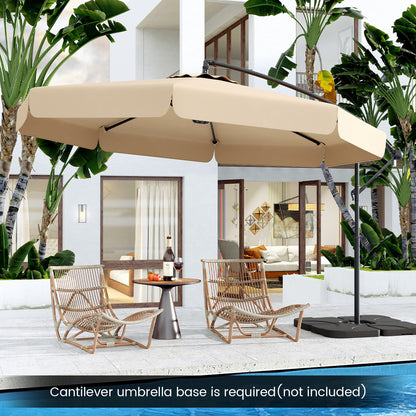 290 cm Patio Cantilever Umbrella with Easy Tilt Adjustment and Ruffled Edge-Brown