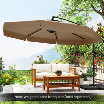 290 cm Patio Cantilever Umbrella with Easy Tilt Adjustment and Ruffled Edge-Brown