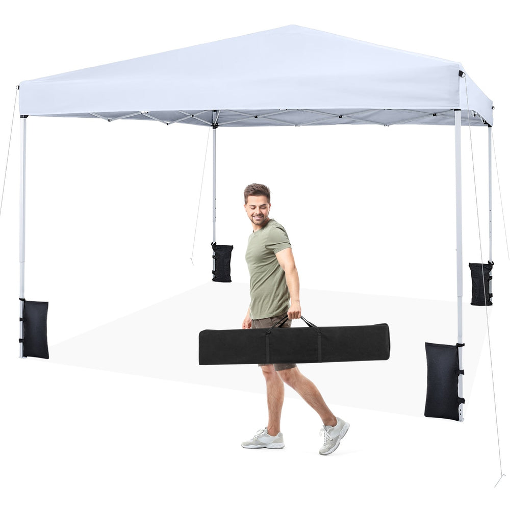 290 x 290 cm Pop up Canopy Tent with Carrying Bag and 4 Sandbags-White