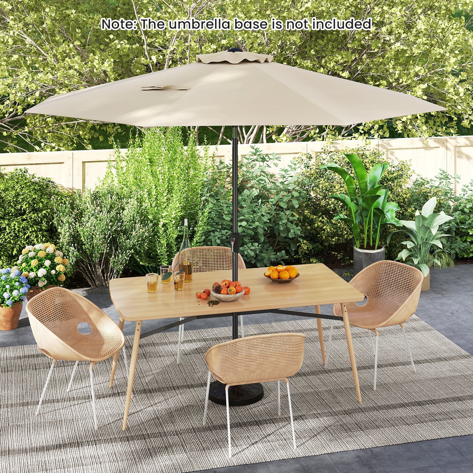 290 CM Patio Umbrella with Crank and 8 Sturdy Ribs for Garden Yard-Beige