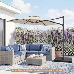 292cm Patio Cantilever Umbrella Large Offset Hanging Umbrella with 360° Rotation-Beige