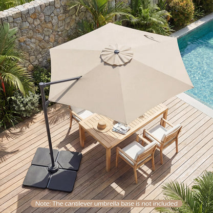 292cm Patio Cantilever Umbrella Large Offset Hanging Umbrella with 360° Rotation-Beige