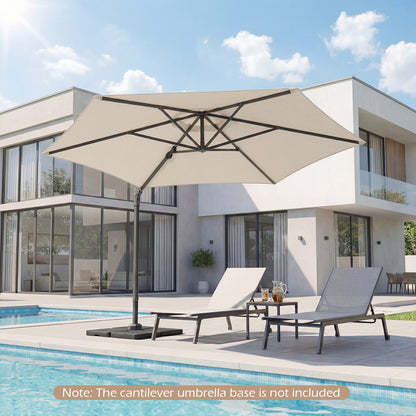 292cm Patio Cantilever Umbrella Large Offset Hanging Umbrella with 360° Rotation-Beige