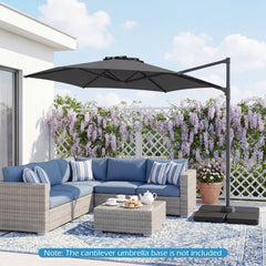 292cm Patio Cantilever Umbrella Large Offset Hanging Umbrella with 360° Rotation-Grey