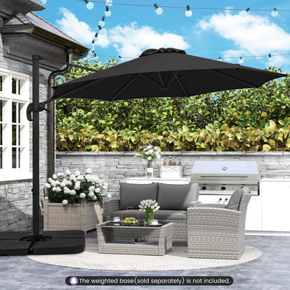 294 x 248 cm Round Outdoor Patio Umbrella Cantilever Umbrella with 360° Rotation for Backyard-Black