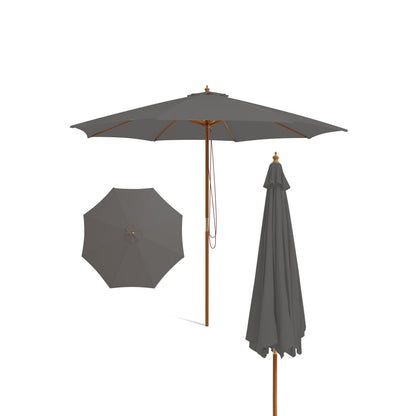 295 x 295 cm Patio Umbrella with Pulley Lift and Ventilation Hole-Grey