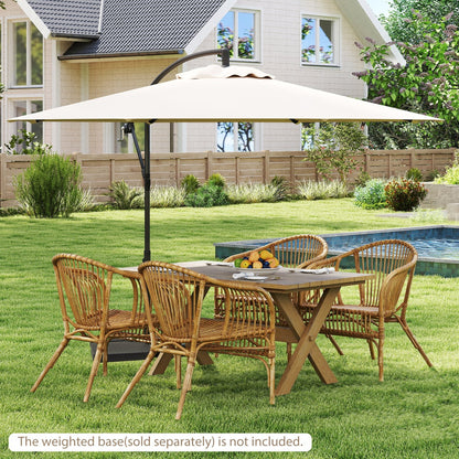 295 cm Patio Offset Umbrella with Easy Tilt Adjustment and Crossed Base-Beige