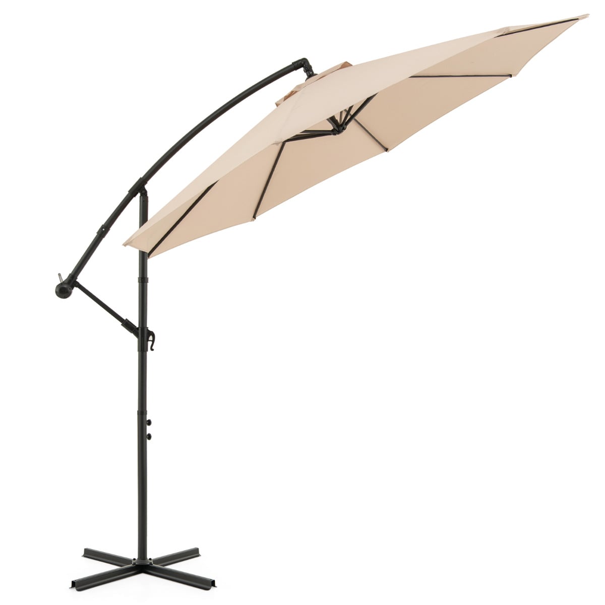 295 cm Patio Offset Umbrella with Easy Tilt Adjustment and Crossed Base-Beige