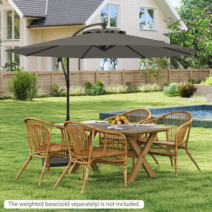 295 cm Patio Offset Umbrella with Easy Tilt Adjustment and Crossed Base-Grey