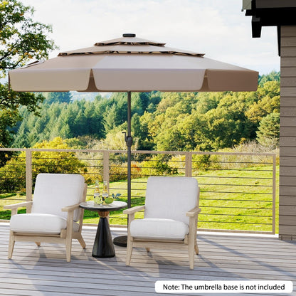 295 cm Solar Patio Umbrella with 32 LED Lights and 3-Tier Vented Top-Tan