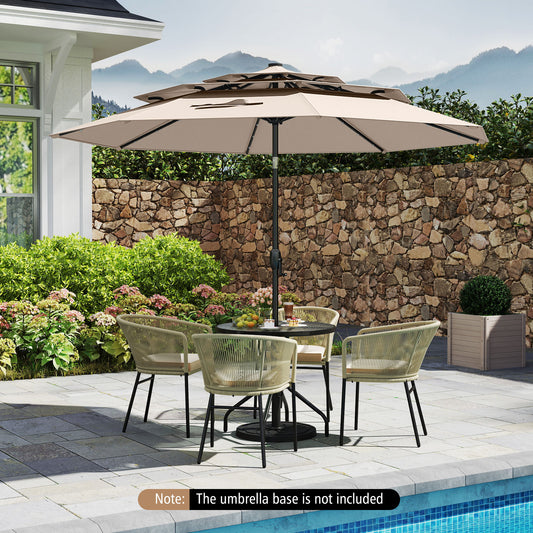 297 cm Solar Patio Umbrella with 32 LED Lights and 3-Tier Vented Top-Beige