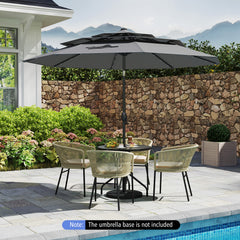 297 cm Solar Patio Umbrella with 32 LED Lights and 3-Tier Vented Top-Grey