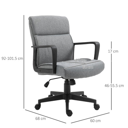 Vinsetto Linen Fabric Office Chair PC Task Chair w/ 360° Swivel Wheels & Ergonomic Line