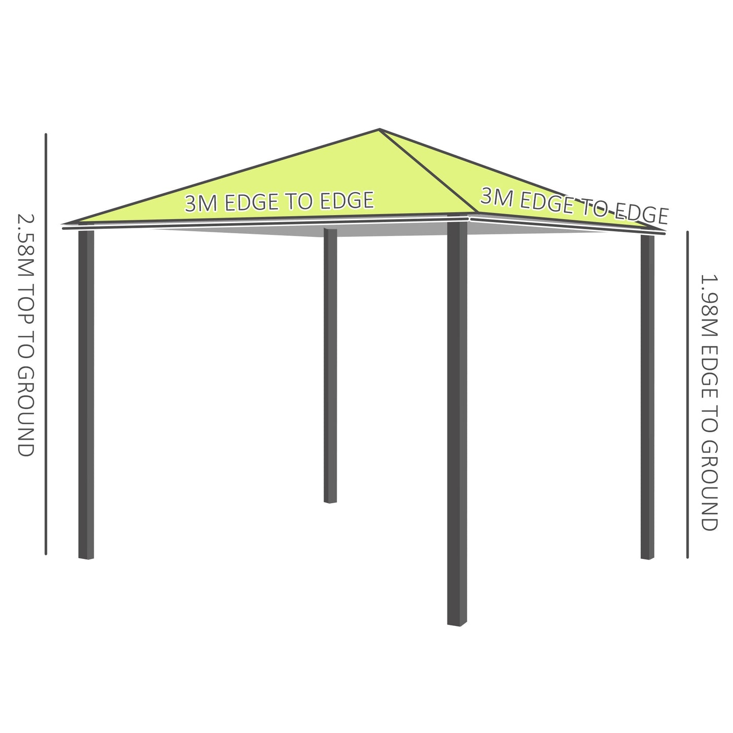 Outsunny√Ç 3√Ç x√Ç 3(m) Garden Gazebo, Outdoor Gazebo Canopy Shelter with Curtains and Steel Frame for Lawn, Yard and Deck, Green