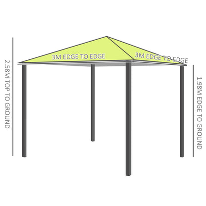 Outsunny√Ç 3√Ç x√Ç 3(m) Garden Gazebo, Outdoor Gazebo Canopy Shelter with Curtains and Steel Frame for Lawn, Yard and Deck, Green