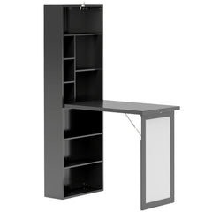 HOMCOM Three-Part Work Desk, with Storage and Writing Board - Black