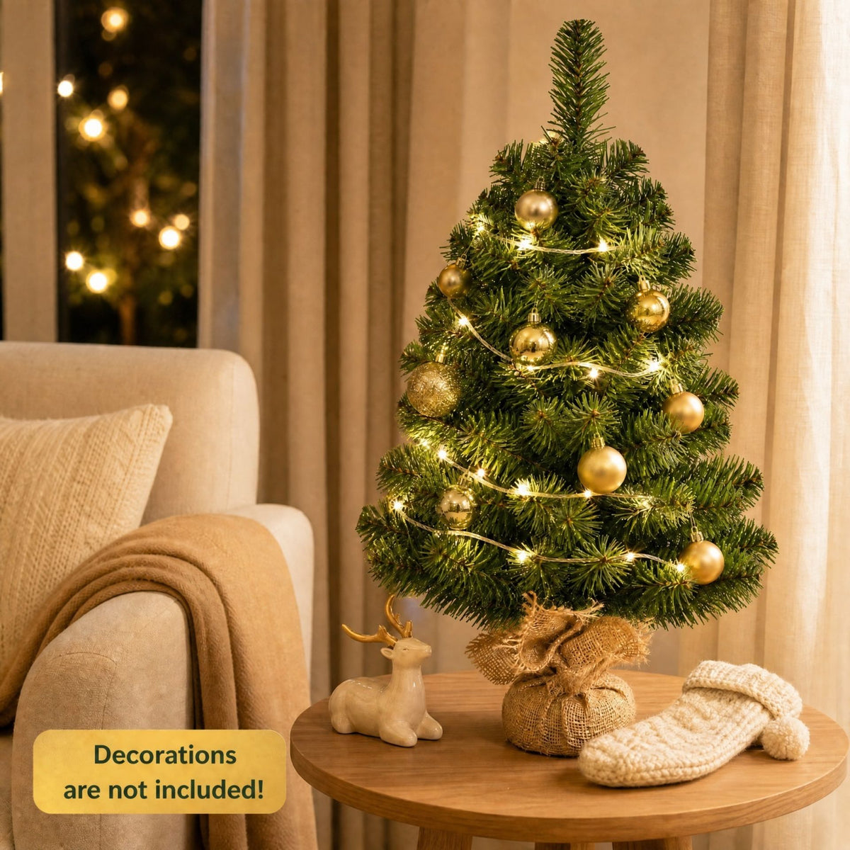 2FT/3FT Mini Artificial Tabletop Christmas Tree w/ Burlap Base-3FT