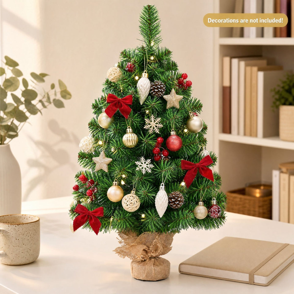 2FT/3FT Mini Artificial Tabletop Christmas Tree w/ Burlap Base-3FT