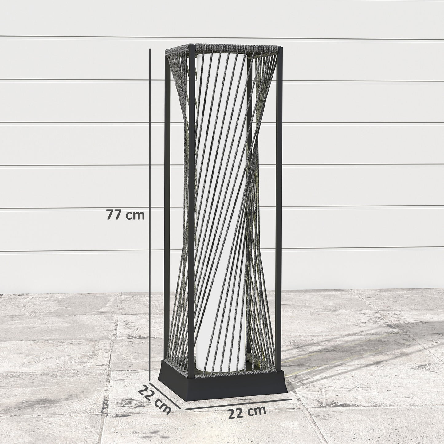 Outsunny Garden Rattan Lamp, 77 cm Tall Solar Rattan Floor Lamp, Solar Garden Light with Auto On/Off LED Lights, IP44 Waterproof for Outdoor, Porch, Pathway, Deck, Grey