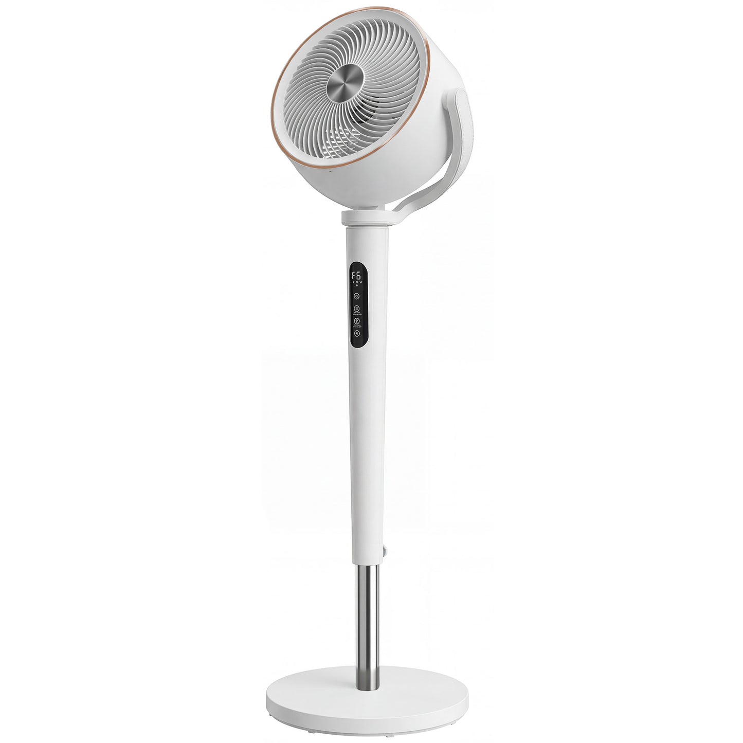 HOMCOM 20dB Silent Standing Fan, 70°+90° Auto Oscillating Fan with 12 Speeds, LED Light, Air Circulator, Remote Control, 12H Timer, for Bedroom, 46 Inch, White