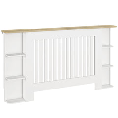 HOMCOM Radiator Cover with Open Storage Shelves, Vertical Slatted Cabinet Shelf Heater Cover for Living Room, Hallway, Large, White