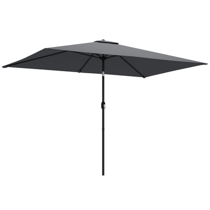 Outsunny Garden Parasol, Parasol Umbrella with Crank Handle, Tilt Function, Polyester Canopy, Dark Grey