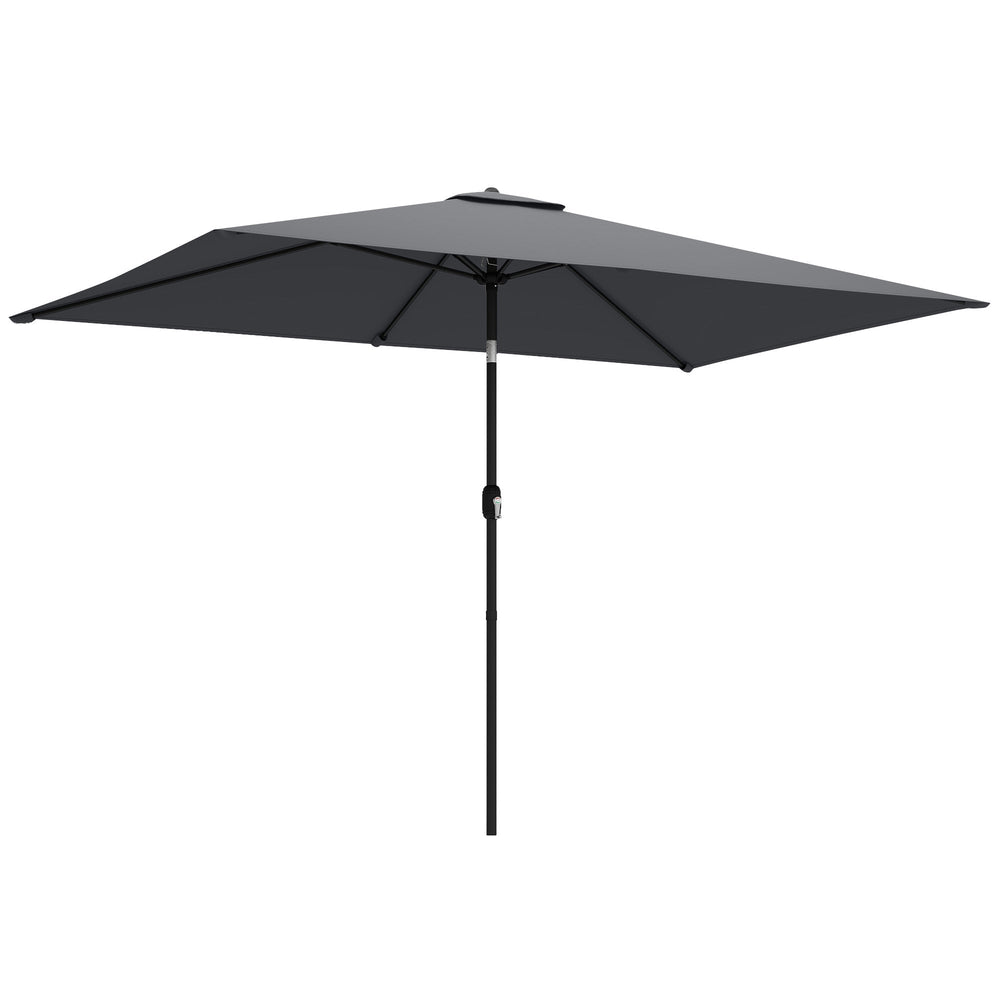 Outsunny Garden Parasol, Parasol Umbrella with Crank Handle, Tilt Function, Polyester Canopy, Dark Grey