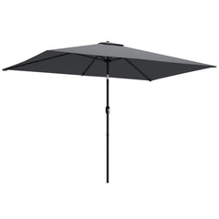 Outsunny Garden Parasol, Parasol Umbrella with Crank Handle, Tilt Function, Polyester Canopy, Dark Grey