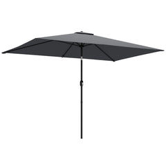 Outsunny Garden Parasol, Parasol Umbrella with Crank Handle, Tilt Function, Polyester Canopy, Dark Grey