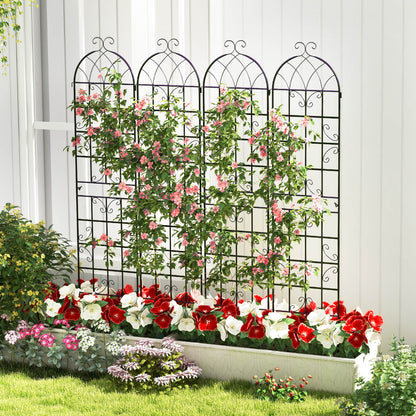 2 Pack 220 x 50 cm Metal Garden Trellis for Climbing Plants-Black