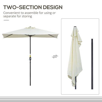 Outsunny Balcony Half Parasol Semi Round Umbrella Patio Crank Handle (2.3 m, Beige)- NO BASE INCLUDED