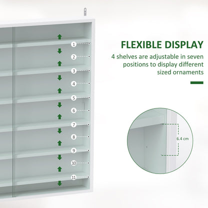 HOMCOM Six Shelf Display Cabinet, with Glass Doors - White