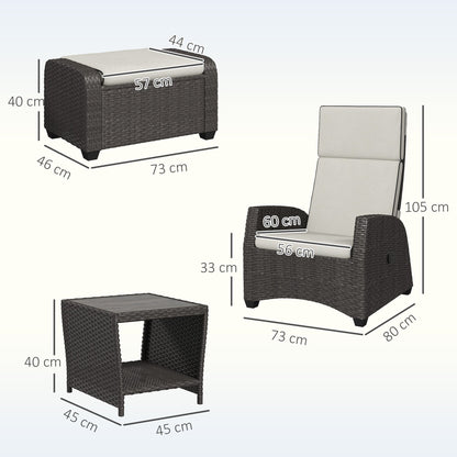 Outsunny 5-Piece Rattan Garden Furniture Set with Cushions - Brown