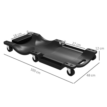 DURHAND Mechanic Vehicle Creeper, Under-Car Rolling Crawler Board, with Headrest, Wheels, Black