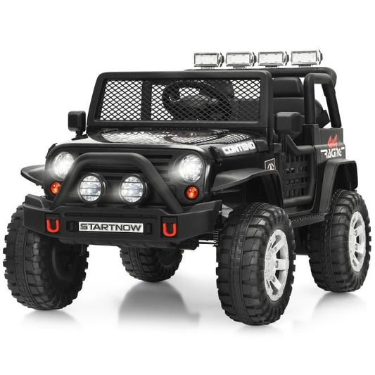 2-Seat Kids Ride on Truck with Parent Remote Control-Black-Black