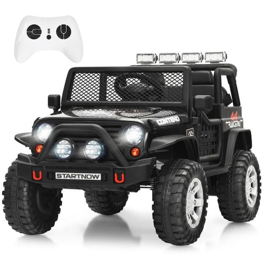 2-Seat Kids Ride on Truck with Parent Remote Control-Black-Black